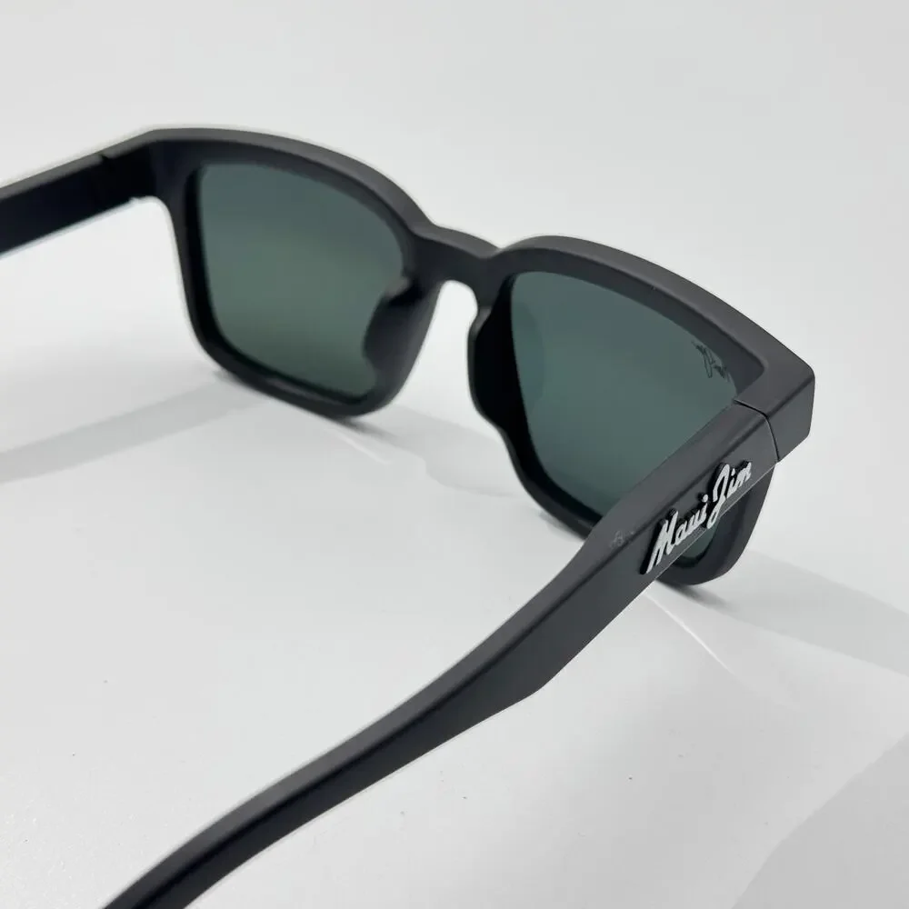 Maui Jim Sunglasses Opiopio AF MP-BG MJ659-02 Black Square Polarized Asian Fit
